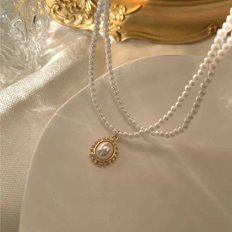Layered Pearl Choker Colar Thick Chains with Pendant Necklace for Women Fashion Choker Necklace on Neck 2022 JewelryX241009