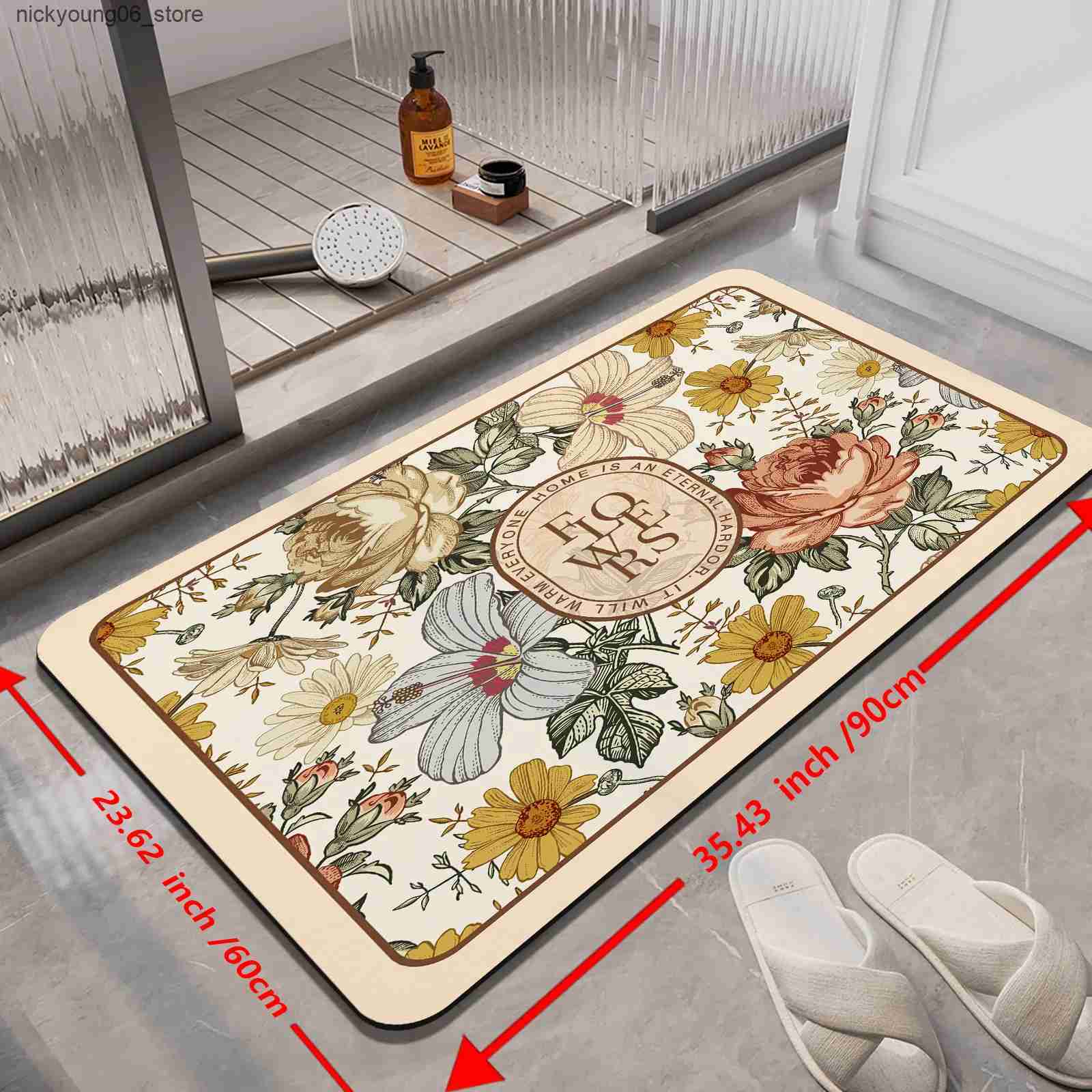 Non-Slip Bath Mats Luxury Bath Mats Bathroom Anti Slip Shower Foot Mat Super Absorbent Quick Dry Floor Mat Toilet Rug Doormat Carpet Washable L240910