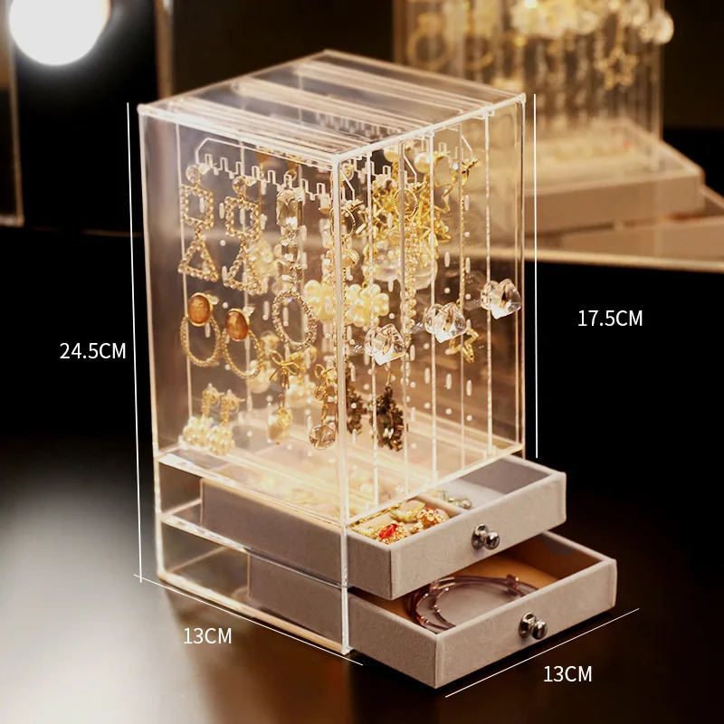 Fashion earrings jewelry box transparent acrylic storage box display rack plastic organizer box 240924