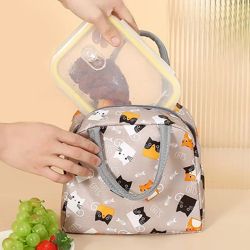 Bird Insulated Canvas Lunch Bag Thermal Food Picnic Bags for Women Kids Office Functional Pattern Cooler Box Case 240925
