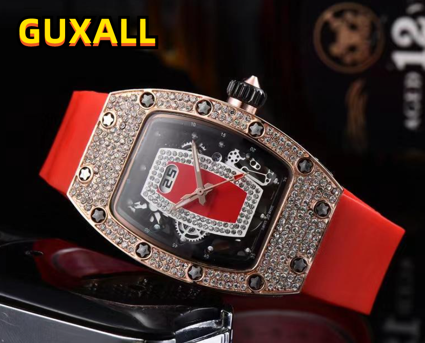 Factory womens diamonds ring quartz watches automatic movement waterproof red lips skeleton small lovers All the Crime Set Auger wristwatch montre de luxe gifts