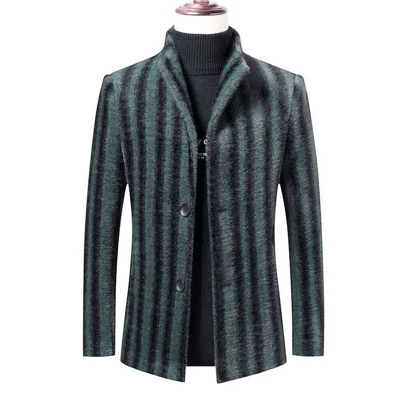 Woolen Men stripe Coat Autumn and Winter New Style Wool Overcoat Male Mid-length Business Casual WEAR Coats Men Plus size S-4XL LX241010