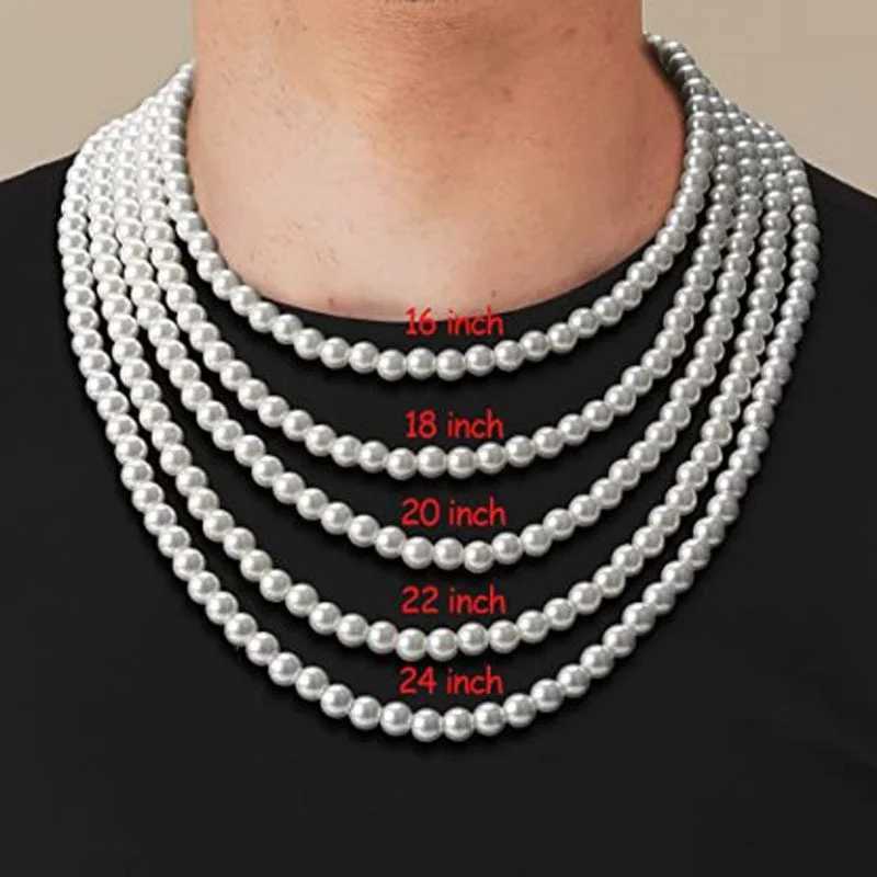 2023 New 8/6MM Imitation Pearl Necklace For Man Women Choker Neck Temperament Simple Handmade Strand Bead JewelryX241009