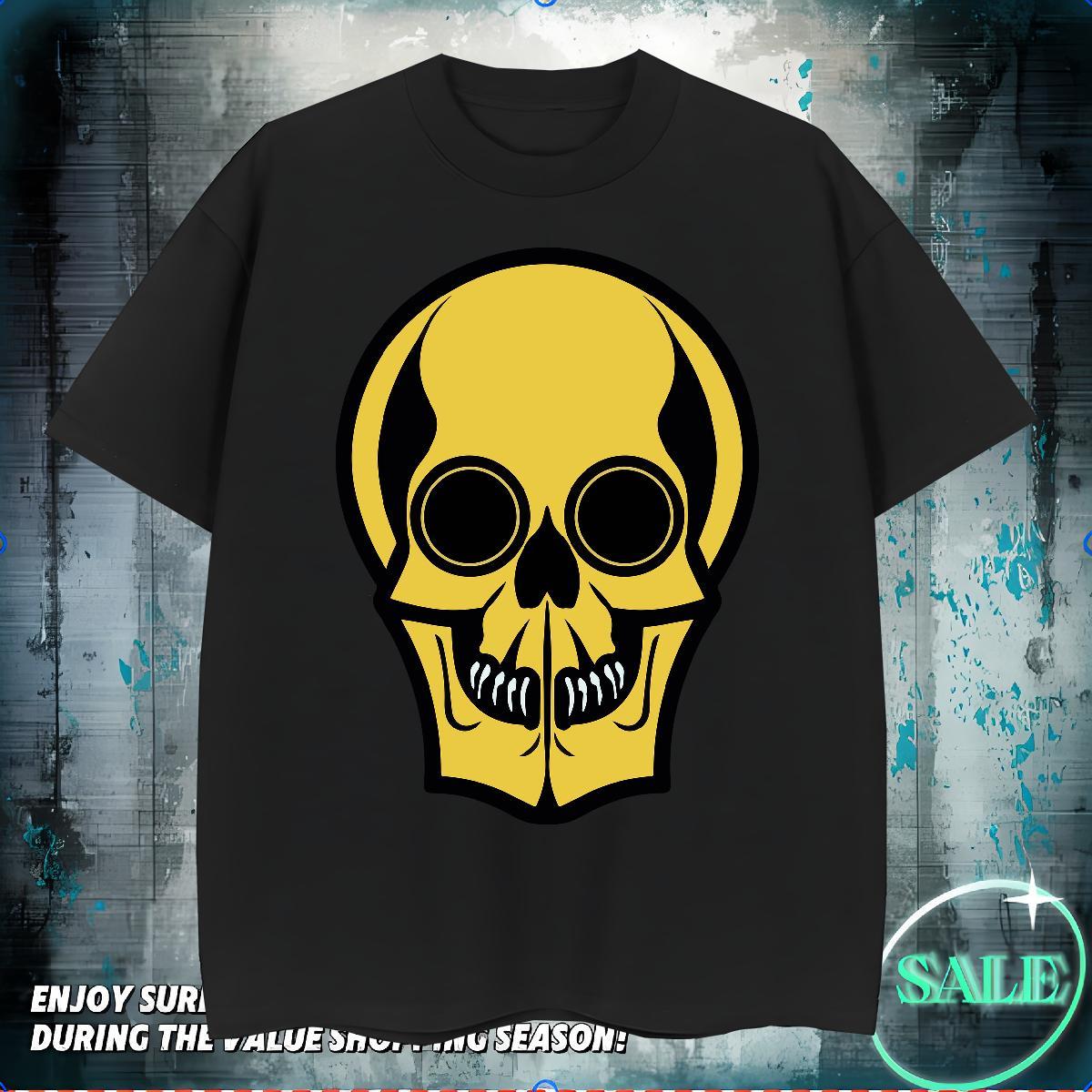 Popular Men T Shirts 230g Cotton skull Daily Outfit Anime O-Neck Short Sleeve Tshirts 2024 Summer Tops Shirt
