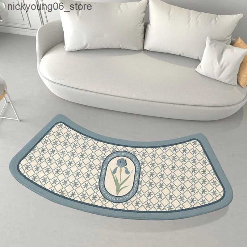 Non-Slip Bath Mats Arc-shaped Bath Mats Non-slip Bathroom Mat Fans Shaped Rug Quick-drying Absorbent Floor Rug Shower Room Plush Door Step Foot Pad L2