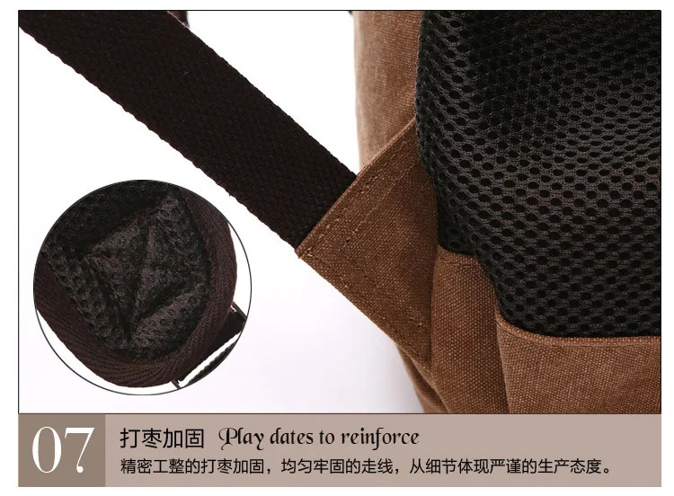 Mens large capacity backpack fashionable canvas casual bag computer travel multiple pockets 241008