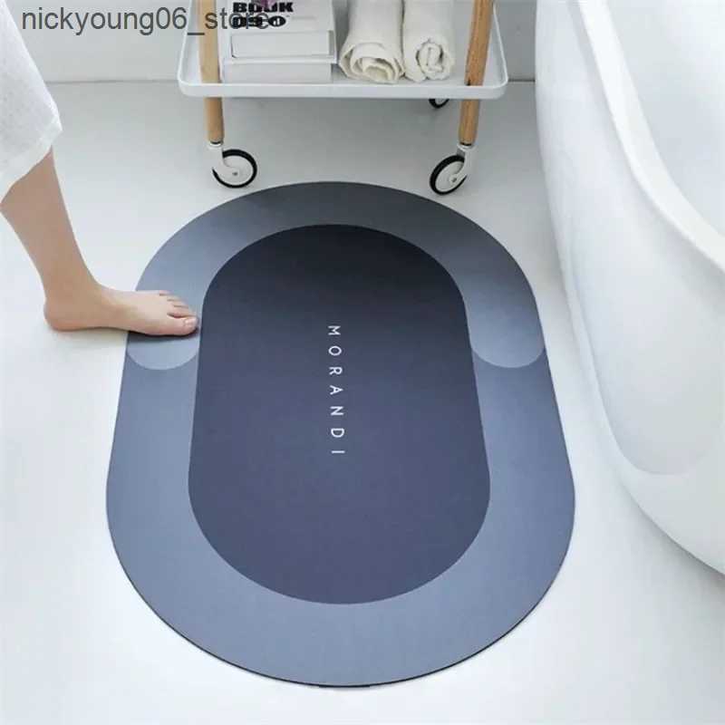 Non-Slip Bath Mats Super Absorbent Shower Bath Mat Bathroom Anti-Slip Carpet Rug Simple Kitchen Entrance Soft Door Bathtub Side Bath Mat Home Decor L2