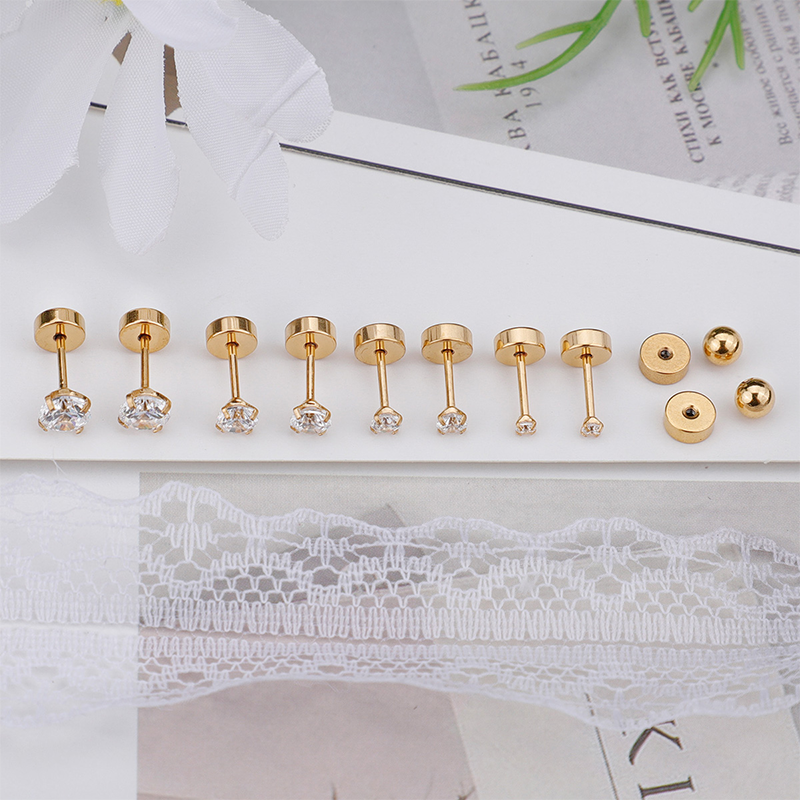 TUPMI CZ Screw Back Cartilage Earrings for Women,Tiny Silver Flatback Cubic Zirconia Stud Earrings Helix Earrings Cartilage Piercing Jewelry Gift for