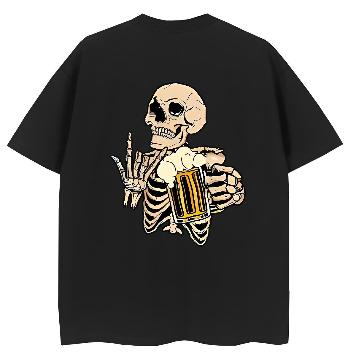 2024 T-Shirts for Women 230g Cotton Crew Neck Hip Hop skull Lady T shirt Loose Graphic Tshirts