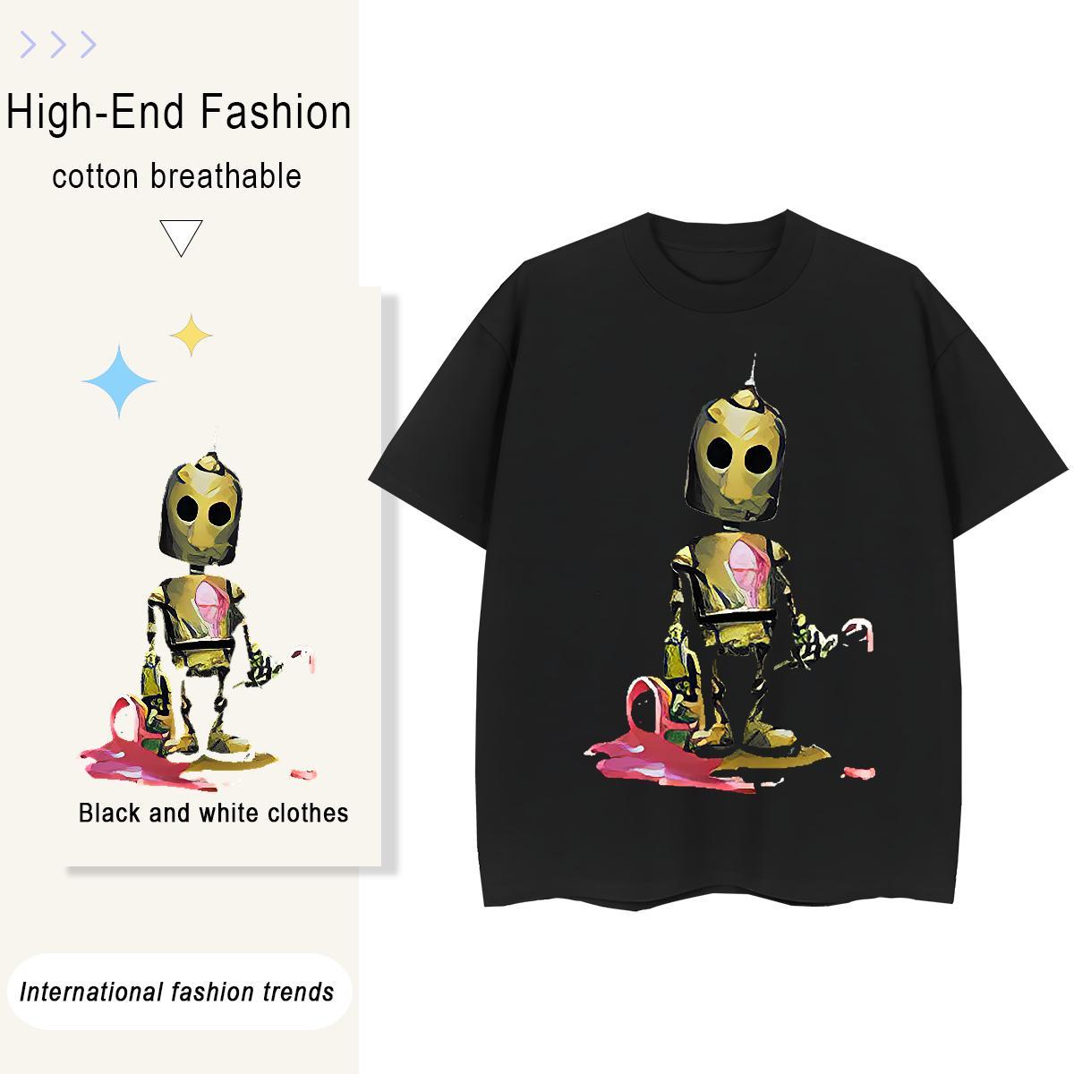 Brand T-Shirts 230g 100% Cotton Round Neck Short Sleeve High Street Hip Hop skull Couples T Shirts Free Shipping Custom Print Plus Size Clothings