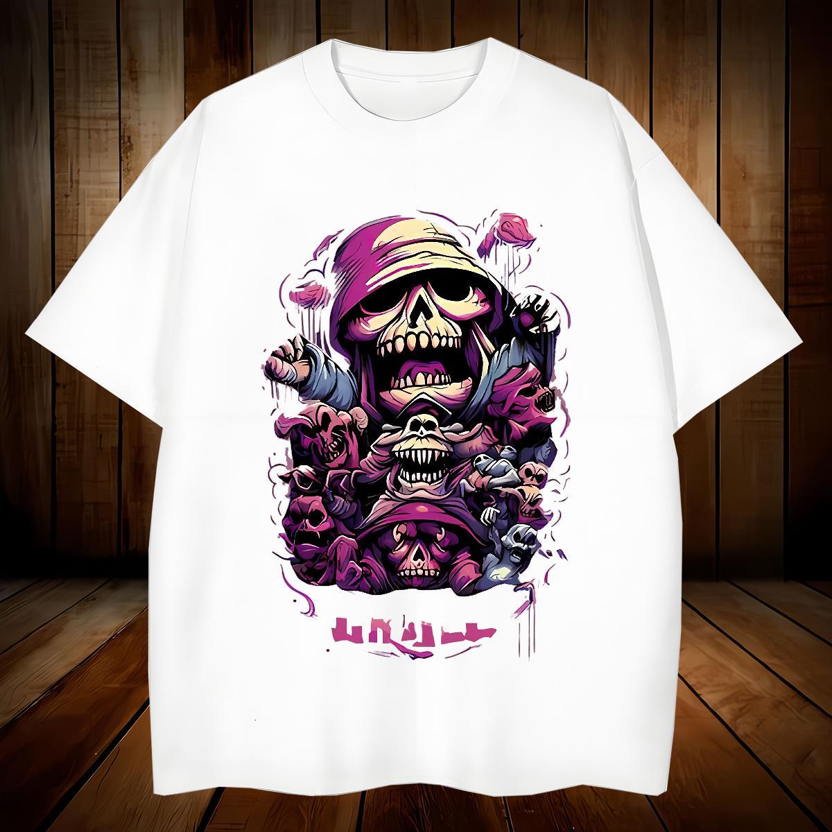 Brand Mens T Shirts 230g Cotton skull Home Outdoor Custom Big Size Breathable Soft Tshirts New Top Tees