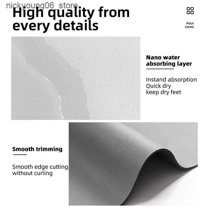 Non-Slip Bath Mats Diatomite Leaf Bath Mat Foot Mat Non-slip Bathroom Rug Absorbent Bath Carpet Quick Drying Shower Toilet Bathtub Doormat Washable L2