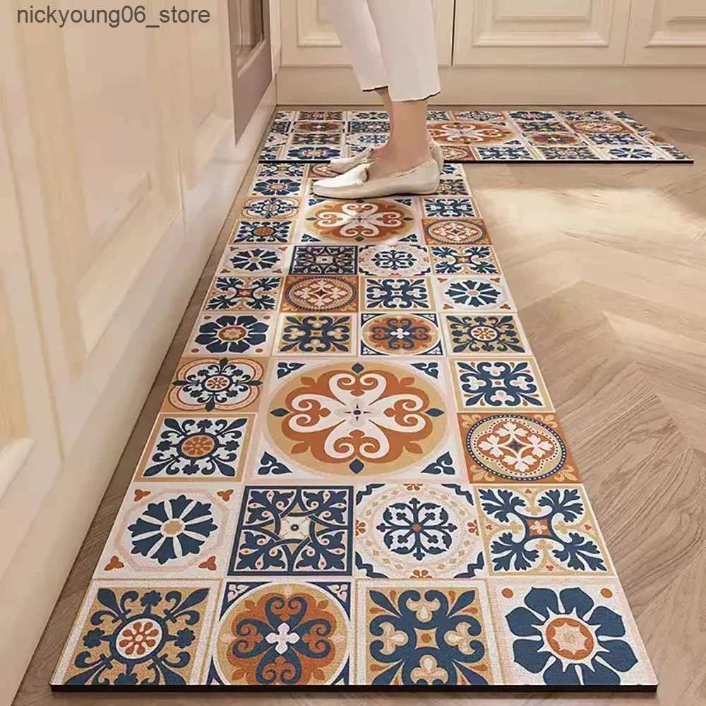 Non-Slip Bath Mats Kitchen Mat Absorbent Printed Kitchen Rugs Non-slip Area Mat Hallway Long Carpets for Living Room Bedroom Entrance Doormat Bath L24