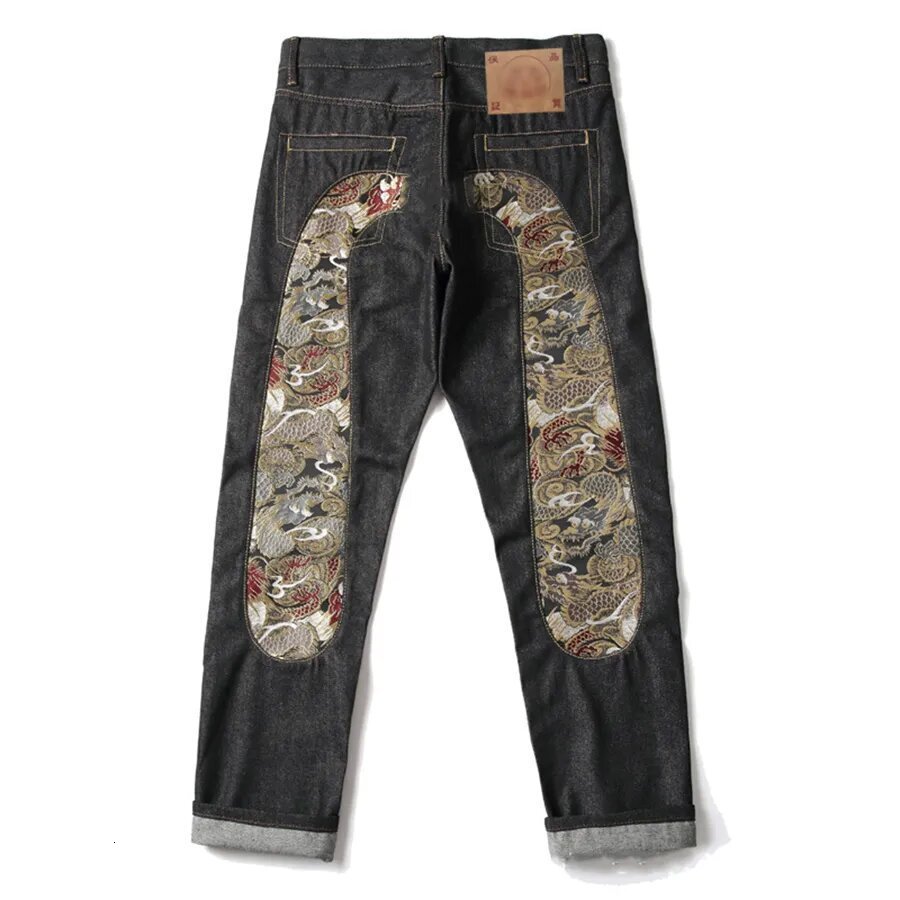 high quality fashionable designer jeans with straight line design retro street casual sports pants washed old jeans