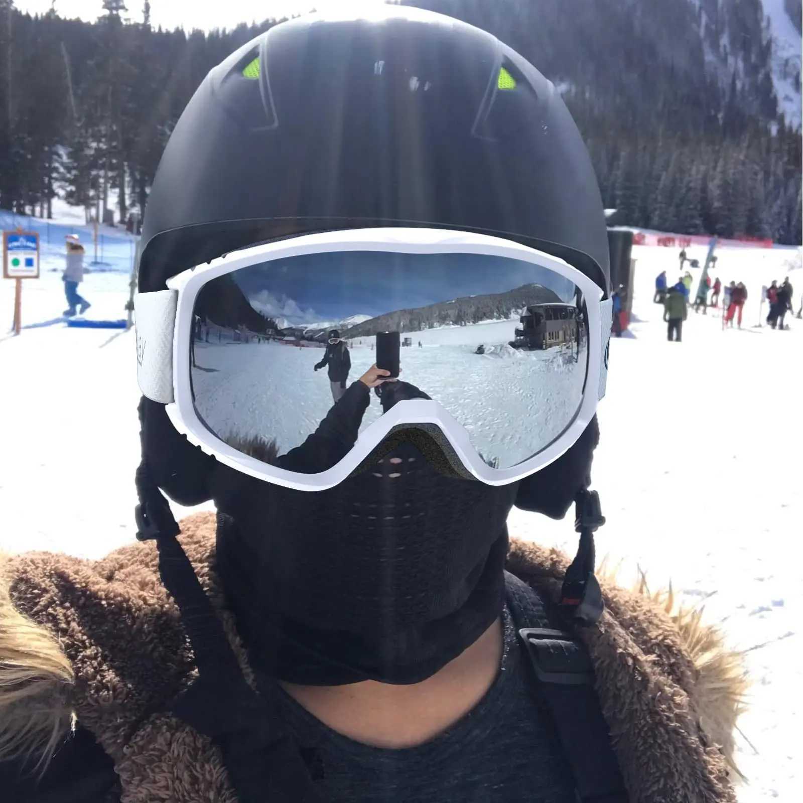 Findway adult ski goggles for men and women 100% anti fog UV line width 180 field of view OTG - wearing glasses ski goggles CL241010