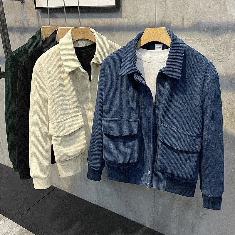 Fashion mens clothing top Corduroy jacket Korean version mens fashion spring and autumn jacket 241009