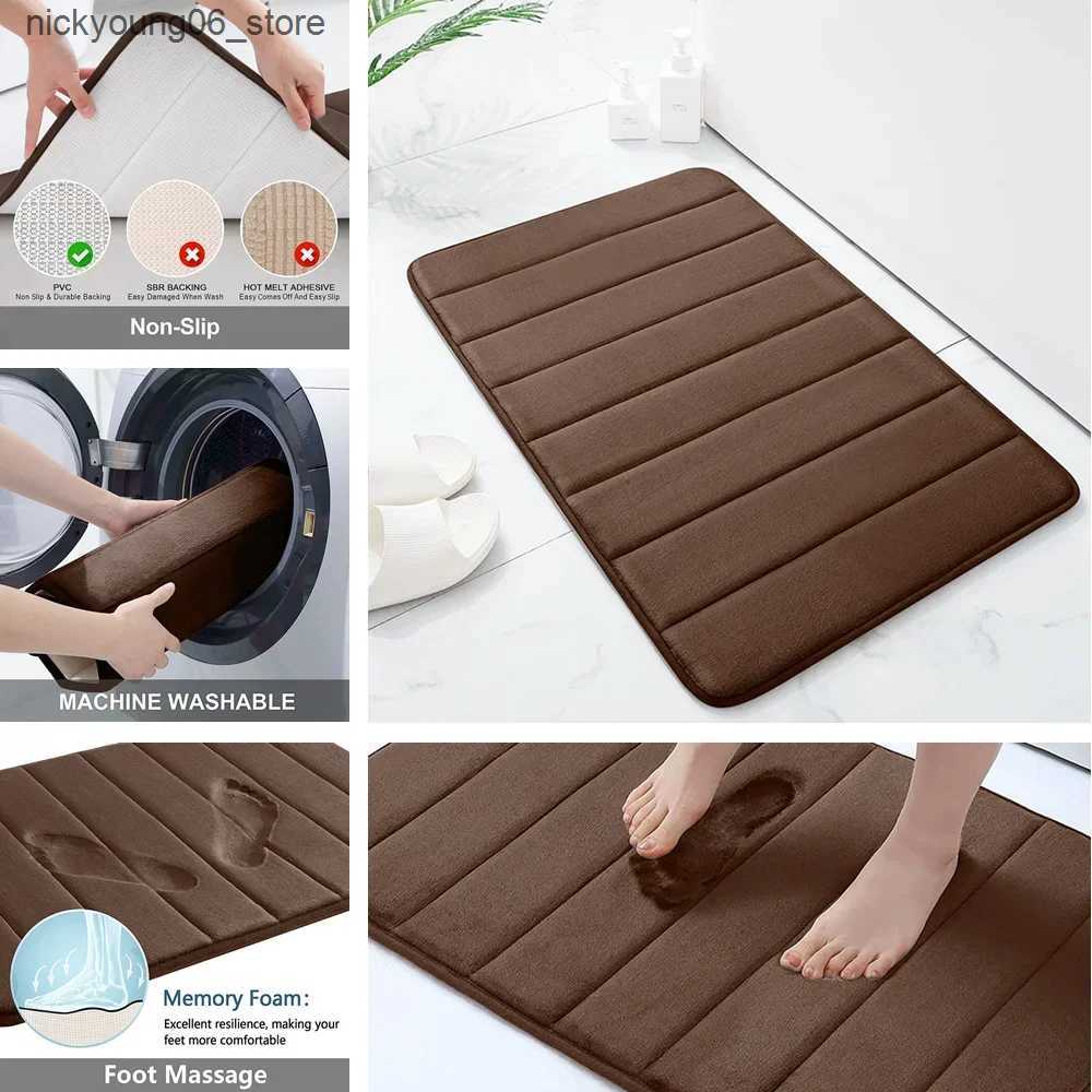 Non-Slip Bath Mats New Super Absorbent Bath Mat Memory Foam Carpet Non-slip Bathroom Rug Bathtub Side Floor Rugs Shower Room Doormat Toilet Footpad L2