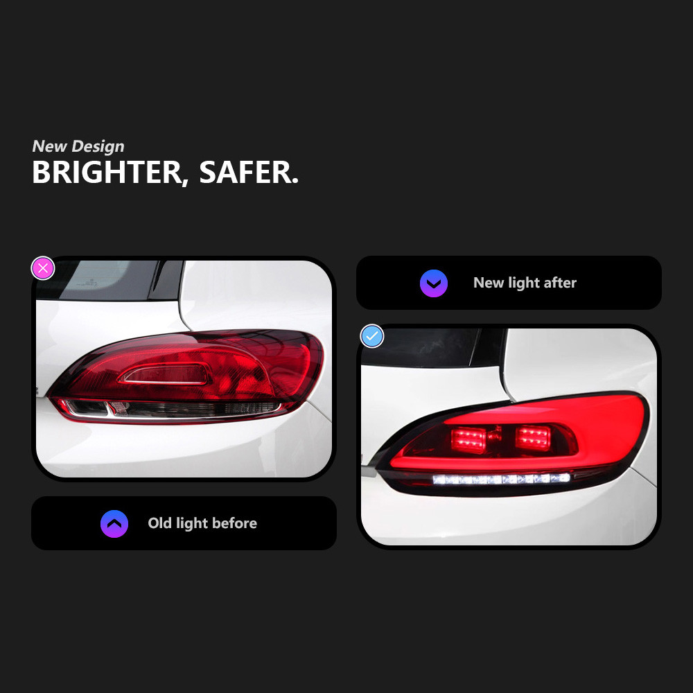LED Taillight for VW Scirocco 20 09-20 16 LED Tail Lamp Rear Reverse Lamp Fog Brake Dynamic Smoke Turn Light