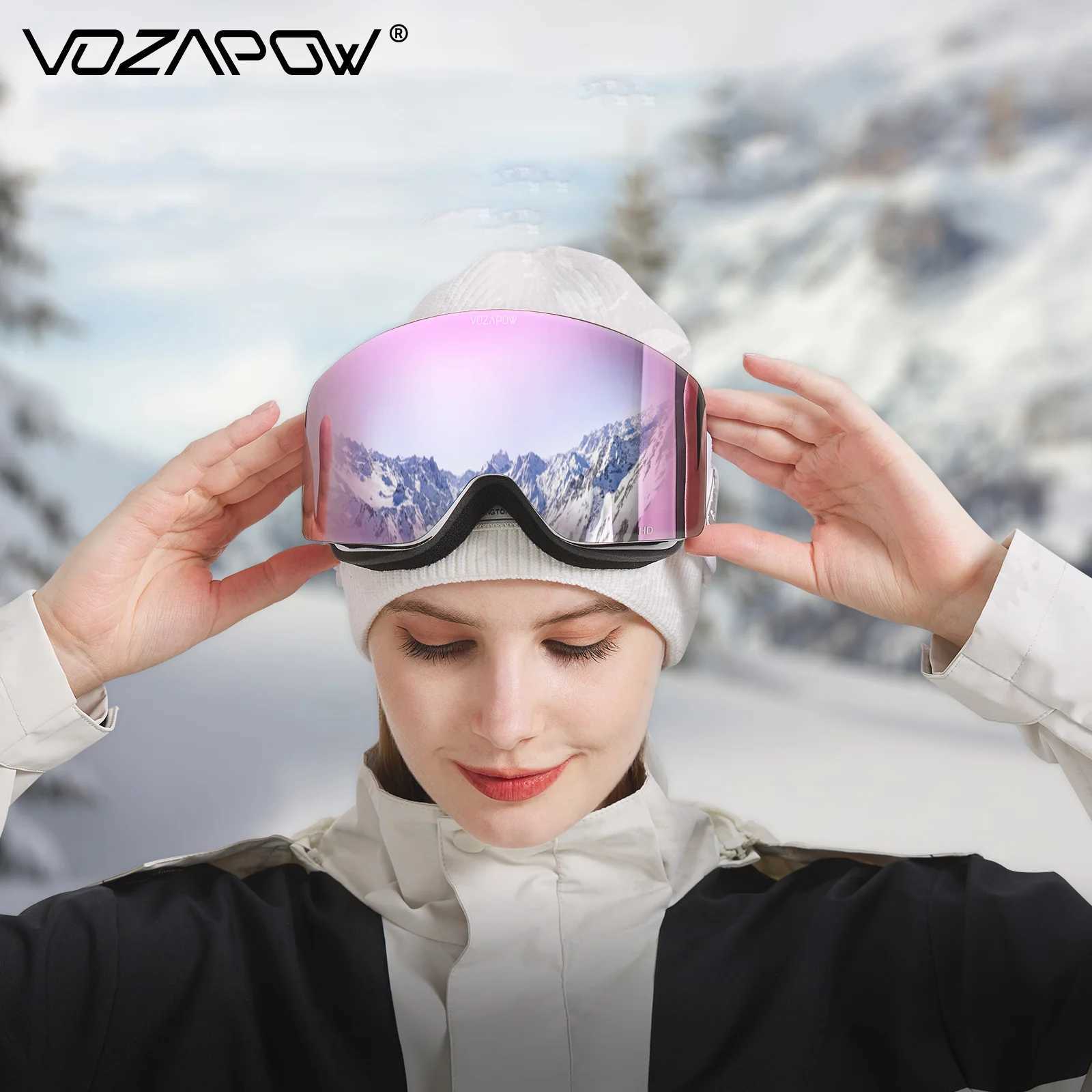 Vozapow professional large ski mask ski goggles double-layer lens anti fog UV400 glasses ski board mens and womens snow goggles CL241010