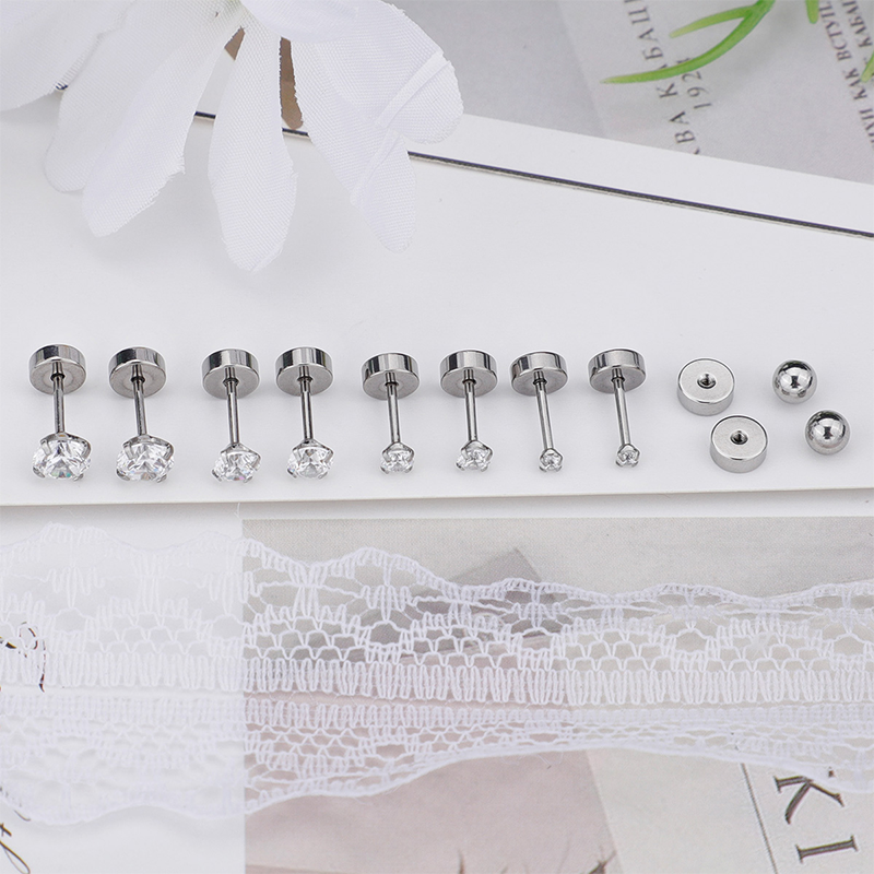 Earrings TUPMI CZ Screw Back Cartilage Earrings for Women,Tiny Silver Flatback Cubic Zirconia Stud Earrings Helix Earrings Cartilage Piercing Jewelry 