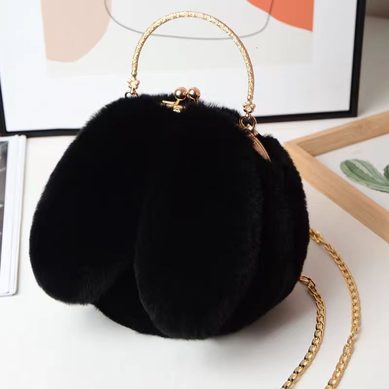 2025NEW New Designer Plush Shoulder fashion Bag Suitable for Women s Handheld Cross Buckle trend Phone Multi functional Fashion Small Round Rabbit Ear