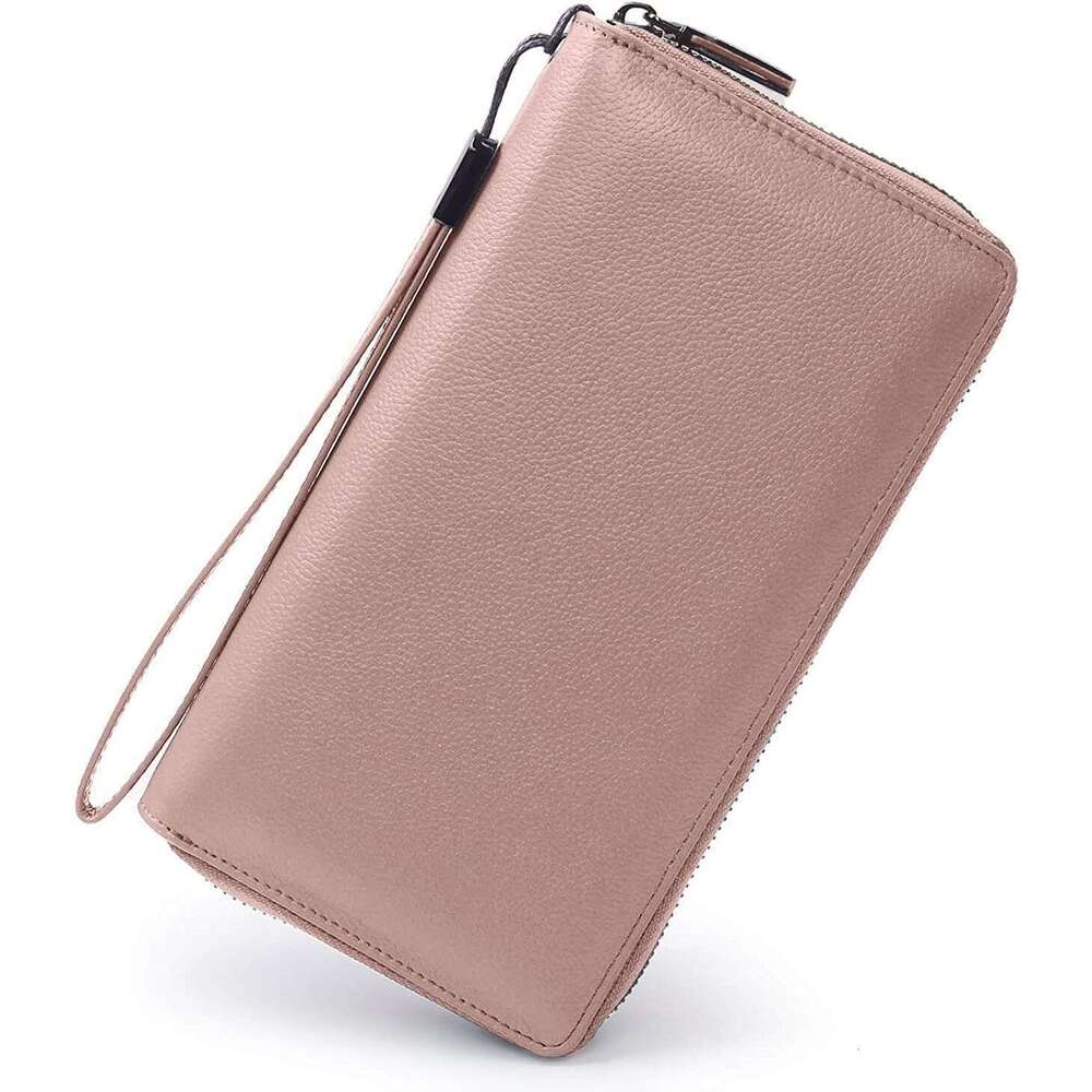 Women RFID Blocking Wallet Leather Zip Around Phone Clutch Large Capacity Ladies Travel Purse Wristlet