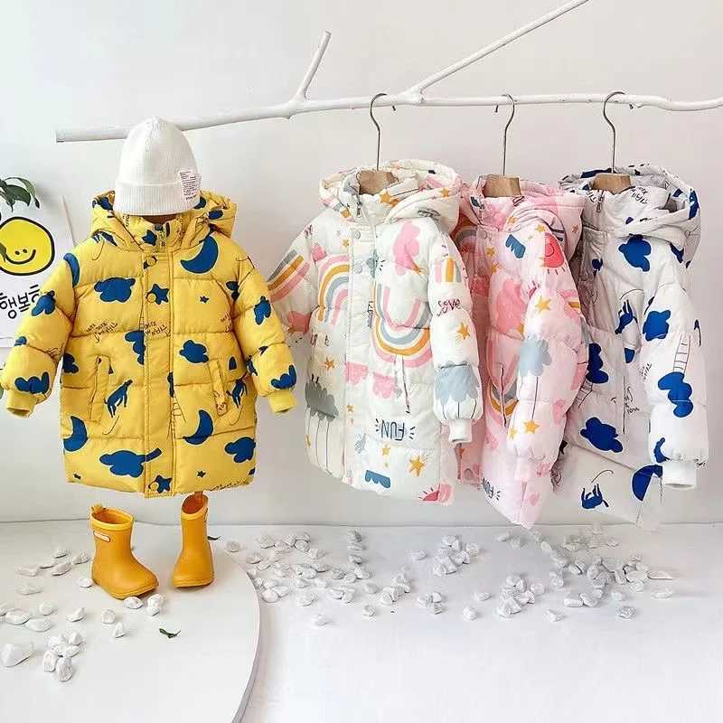 Down Coat 2024 New Girl Boys Down Jacket Winter Coat Childrens Clothing Hooded Windproof Coat 2-7 Year Cotton Warm Coat H241010