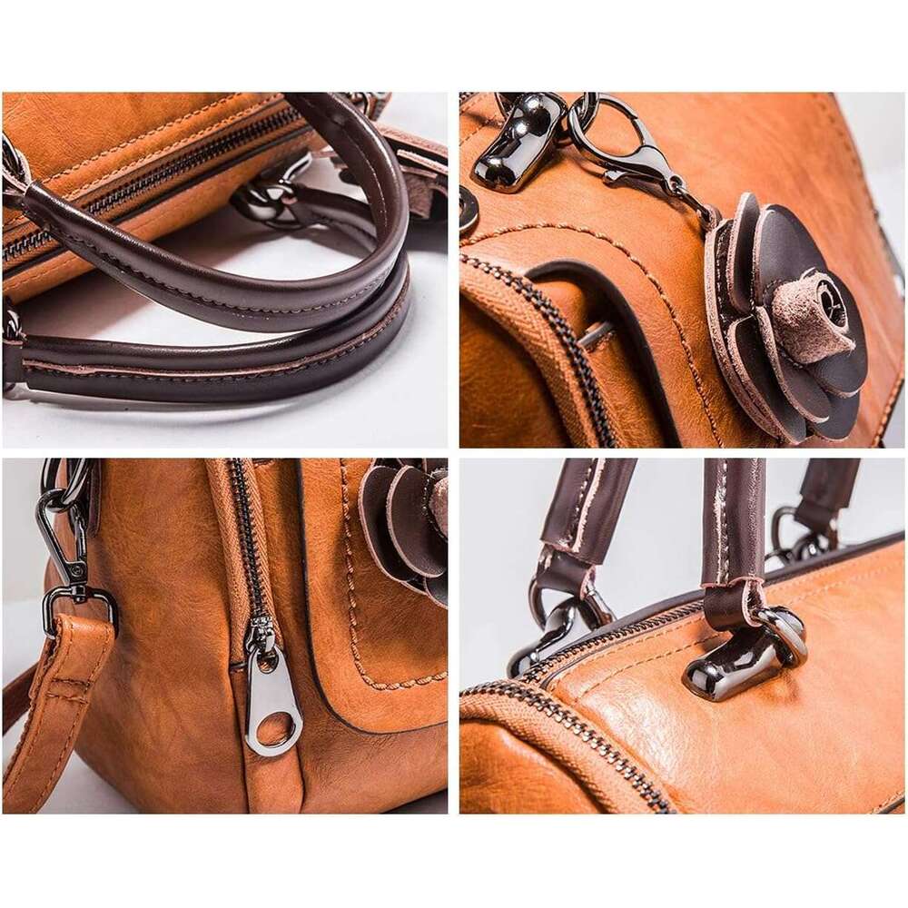 Women's Cydrical Doctor Style Handbag - Chic PU Leather Top Handle Satchel, Crossbody Purse for Ladies