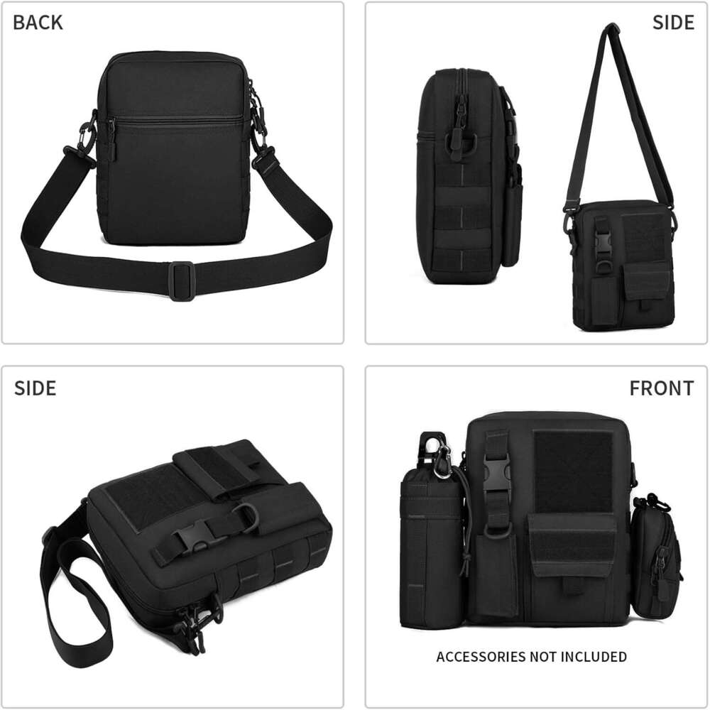 Messenger Canvas Classic Vintage Black Shoulder bag Small Tactical Bag Brown Crossbody Casual Pack