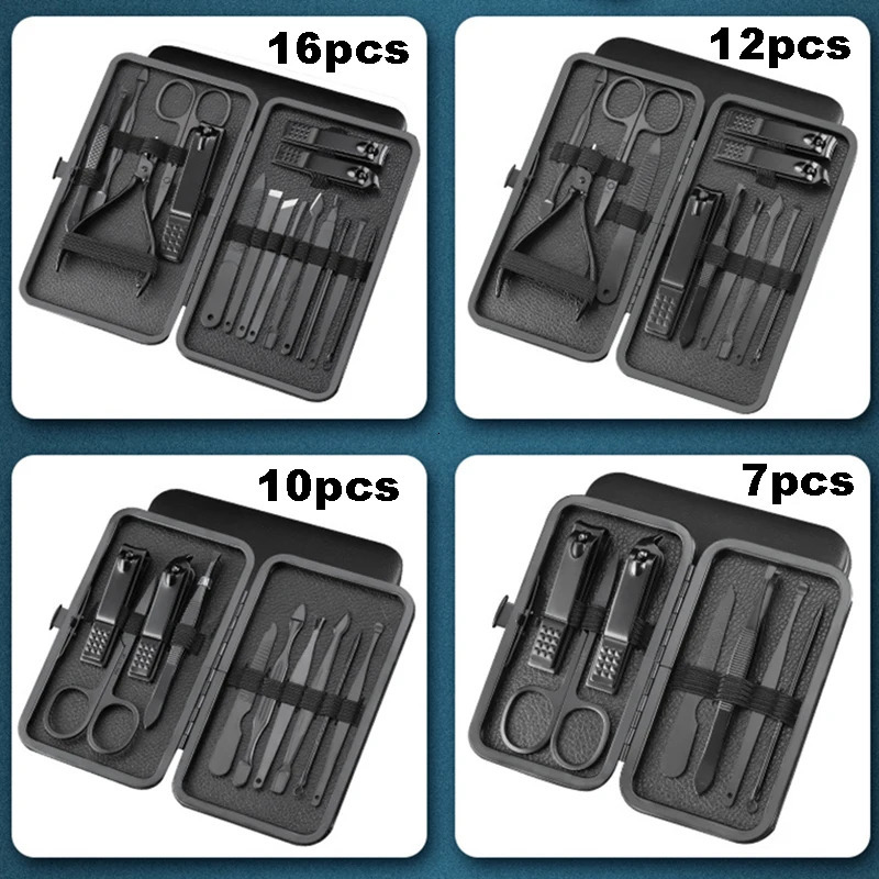 7/10/12/18 pcs manual cutting machine nail clipper set household stainless steel ear spoon nail clipper 240927
