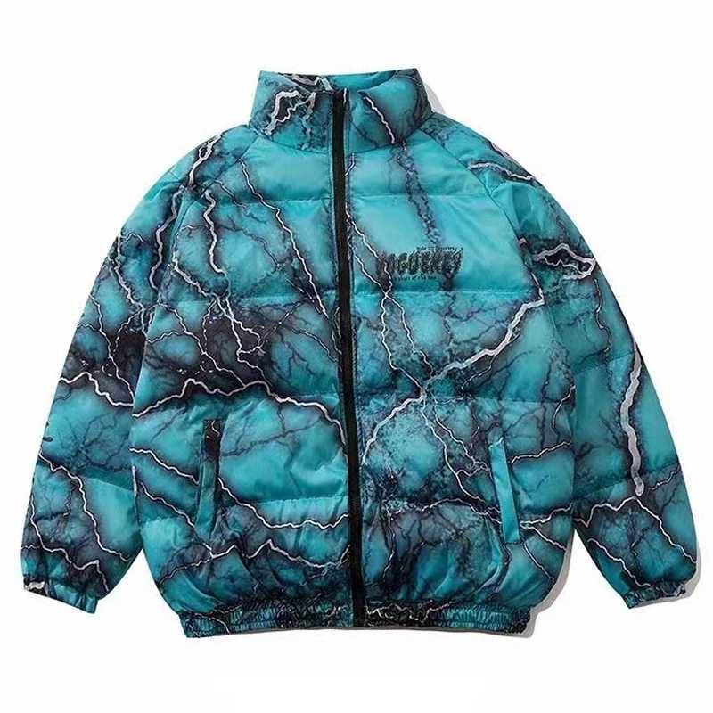 Men's Down Parkas Open collar floral print mens down jacket casual high-quality park hip-hop double-sided clothing 2024 winter jacket mens clothi
