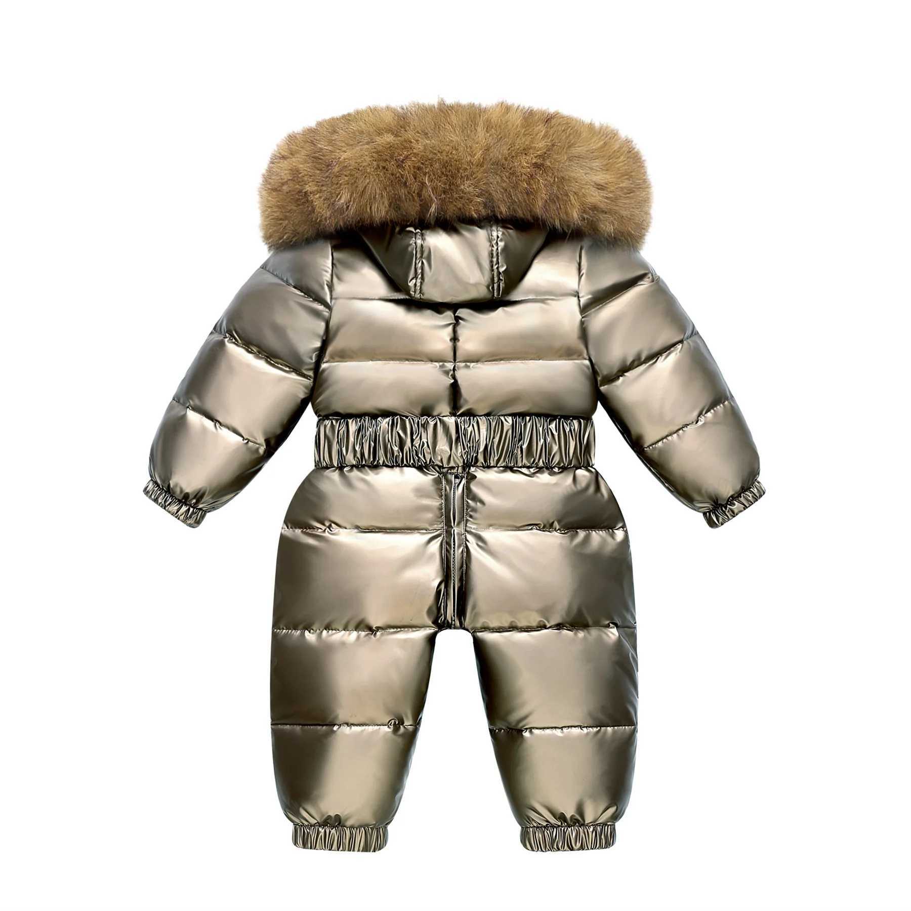 Down Coat -30 Winter Ski Suit Baby Jumpsuit Boy Overalls waterproof Warm down jacket toddler girl Clothes Child Clothing coat overcoat H241010