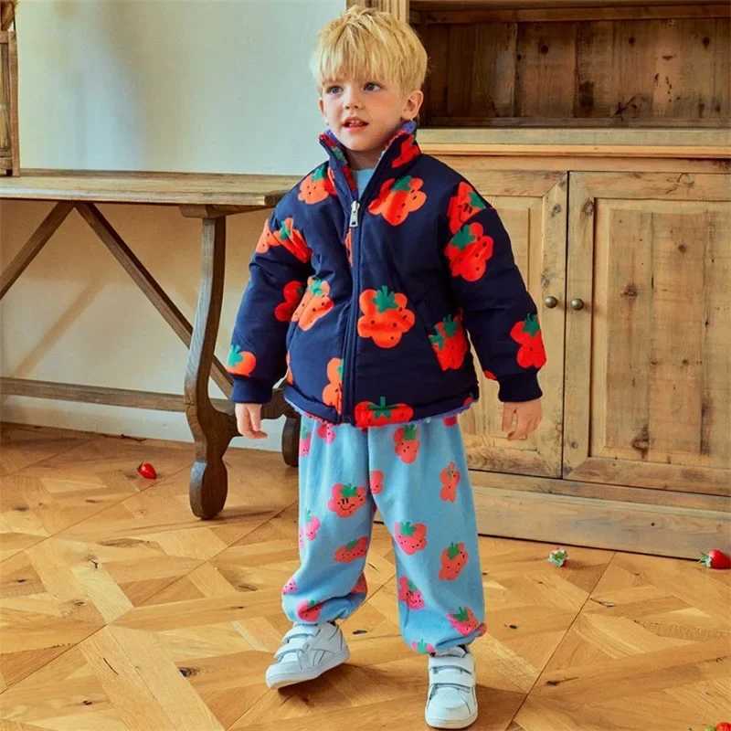 Down Coat Childrens Jacket 2024 Winter New Cartoon Fashion Double sided Mens Clothing Cotton Thick Baby Cotton Jacket H241010