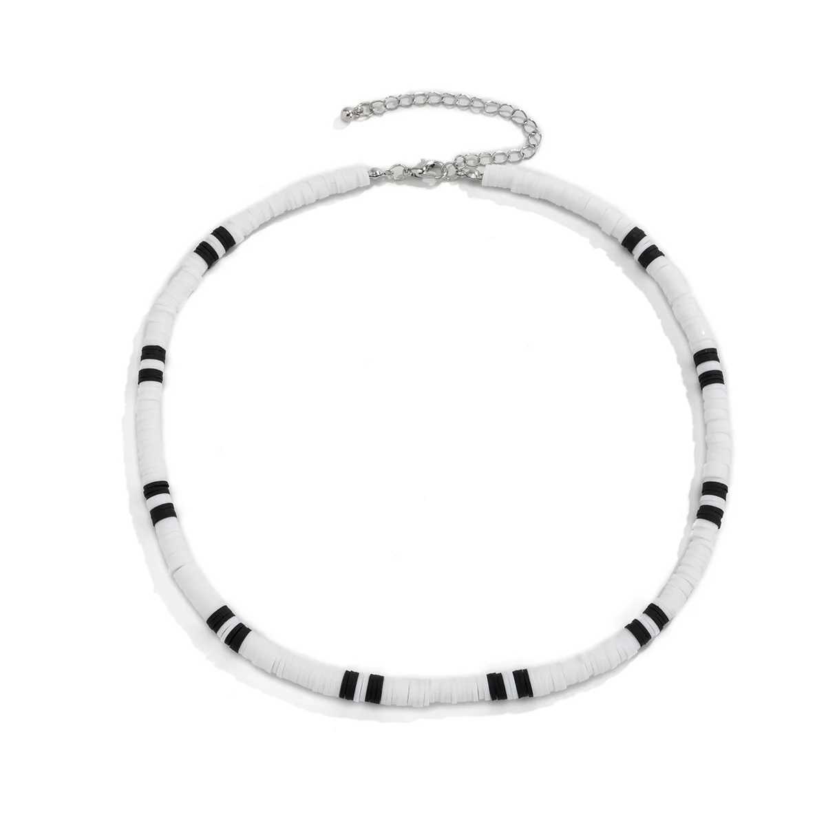 New Summer White Black Color Soft Clay Beads Choker Necklaces for Women Men Simple Minimalist Collar Necklaces Jewelry GiftsX241010