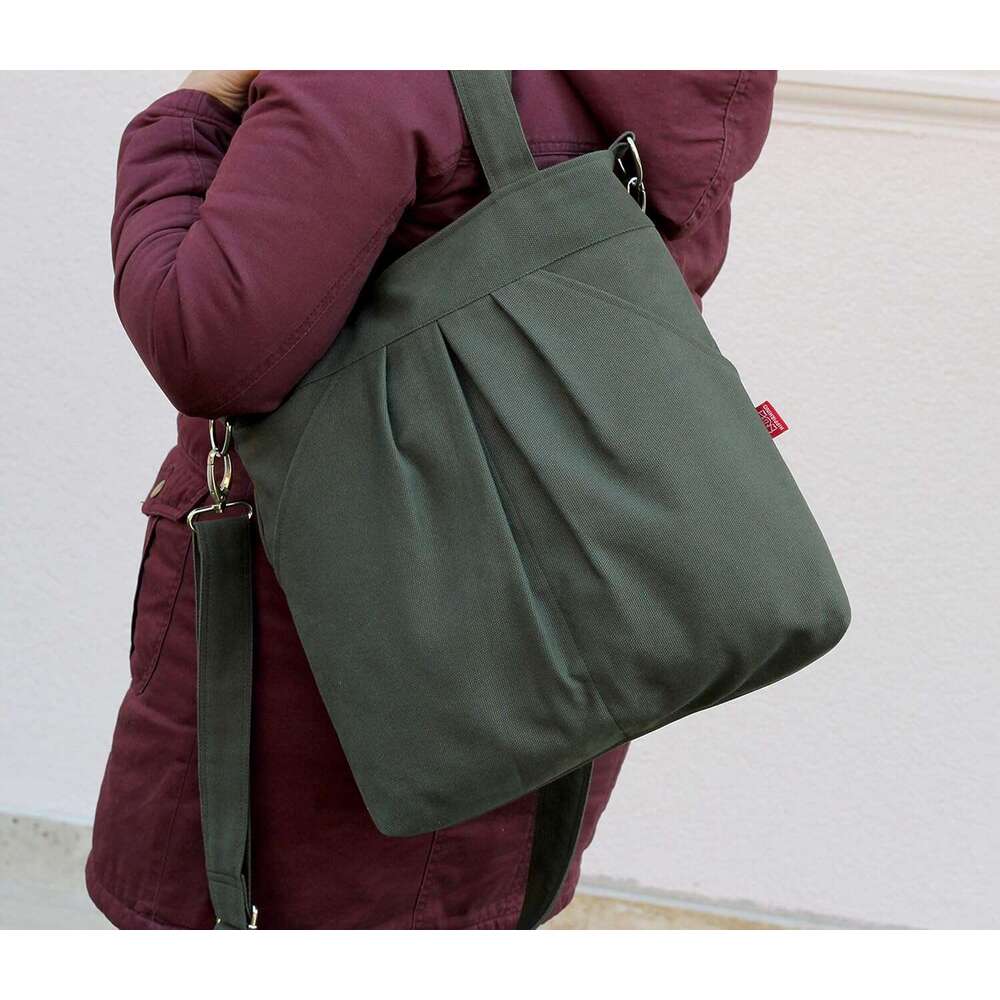 Large Carry All Tote Adjustable Crossbody Strap Zipper Closure Vegan Eco-Friendly Washable Casual Everyday Weekend Travel Shopping Bag