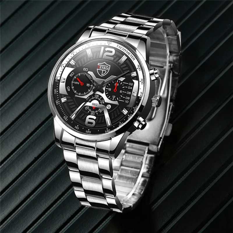 Fashion Mens Stainless Steel Watches Luxury Men Sport Quartz Wrist Watch Male Business Casual Leather Watch relogio masculinoX241010