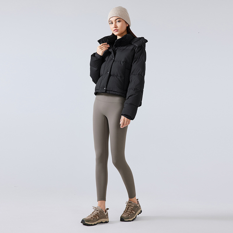 Winter new double breasted stand up collar warm down for women's casual versatile hooded waterproof windproof jacket DAW158