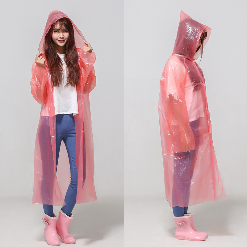 Durable EVA Plastic Rain Coat Full Coverage Waterproof with Hood and Long Sleeves