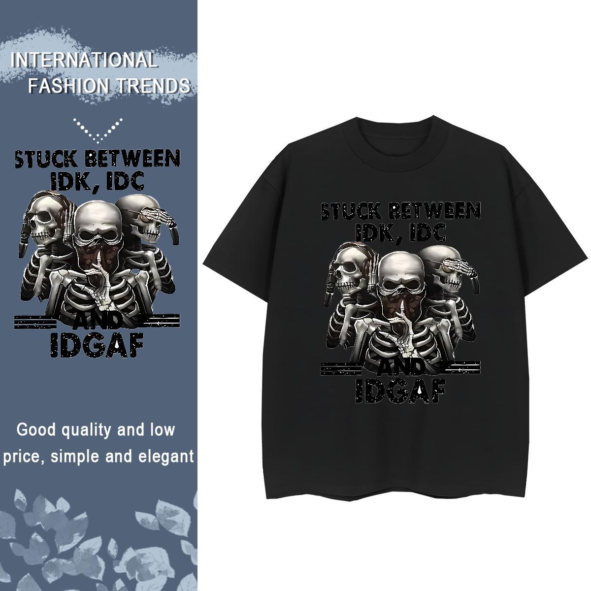 Designer T Shirts Women 230g Cotton Breathable Crew Neck Home Outdoor skull Tshirt for Man Woman Brand Black White Tops Tees