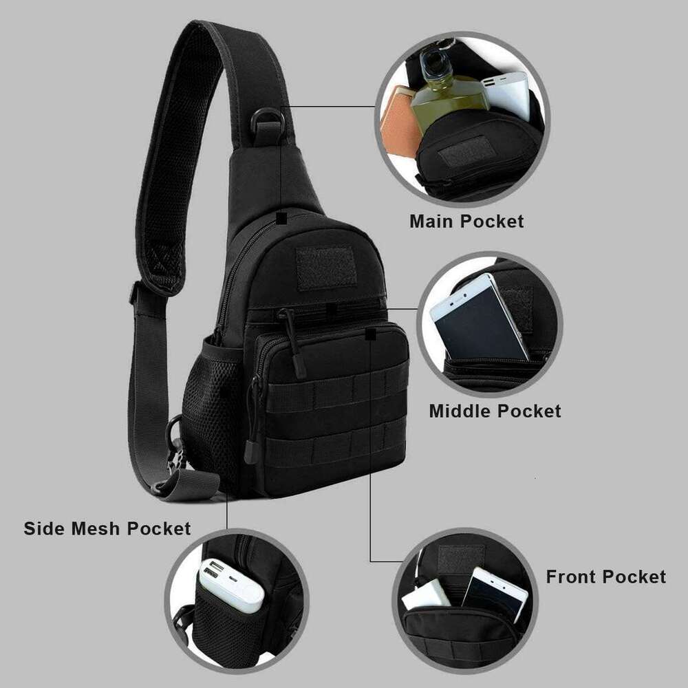 Sg Chest Bag, 900D Nylon Tactical MOLLE Compact Crossbody Hiking Cycg Pack