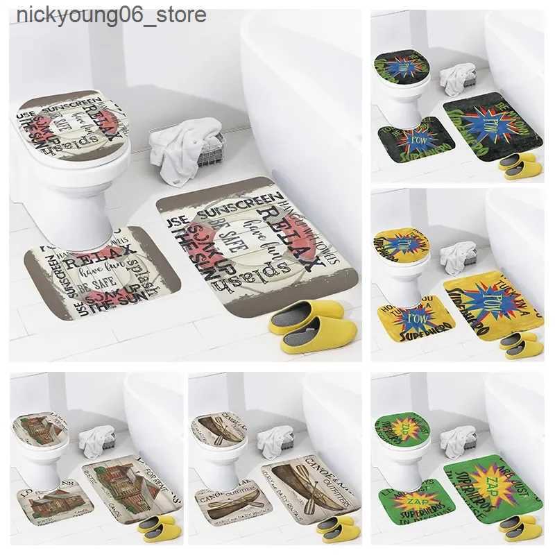 Non-Slip Bath Mats Non slip shower mat bathroom carpet shower retro pattern decoration water absorbing bathtub carpet toilet cover decorative cover L2