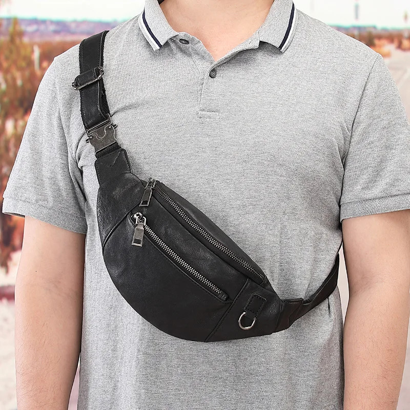 sbirds high-quality mens leather waist bag for running outdoor fashion retro waist bag anti-theft waist bag for men 241008