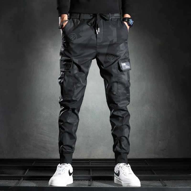 Sports pants mens camouflage elastic cargo pants drag multiple pockets bottom casual runner W241009