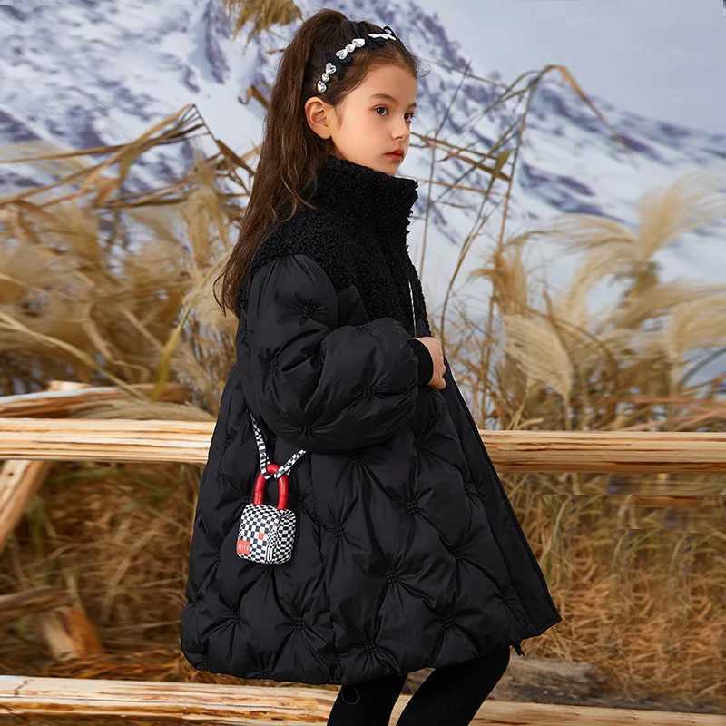 Down Coat Teen girl down jacket winter solid color keep warm and fashionable Parkas jacket zipper jacket 5 6 8 10 12 14 year clothing H241010