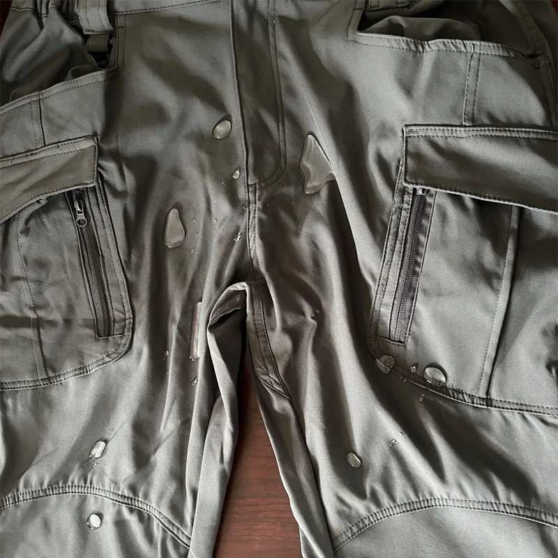 Mens soft shell elastic camping hiking climbing outdoor sports hiking spring and autumn cargo tactical fast drying pants W241009