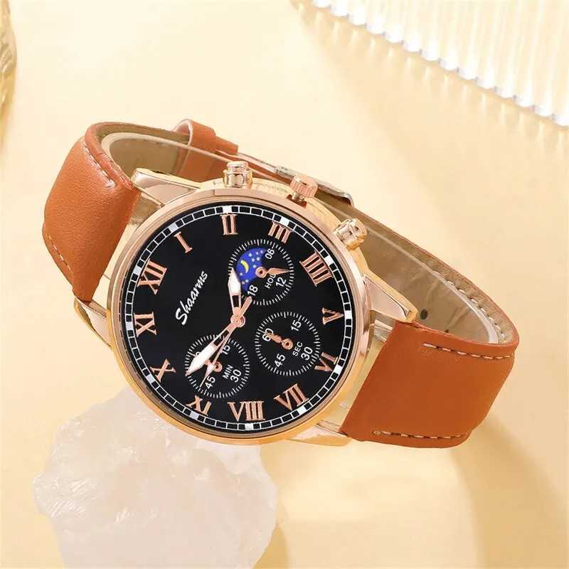 Fashion Mens Sports Watches Man Business Quartz Wristwatch Luxury Brown Leather Bracelet Men Casual Luminous Clock WatchX241010