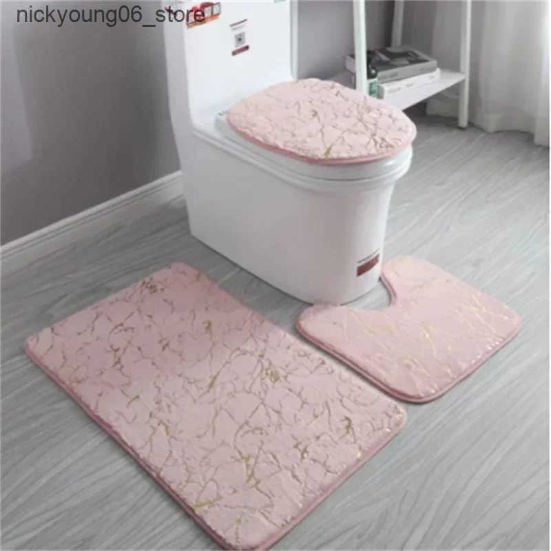 Non-Slip Bath Mats Home Toilet Mats Living Room Bathroom Set Gold Printing Anti Slip Rugs Bedroom Print Rug Shower Mat Bath Mats Bathroom L240910