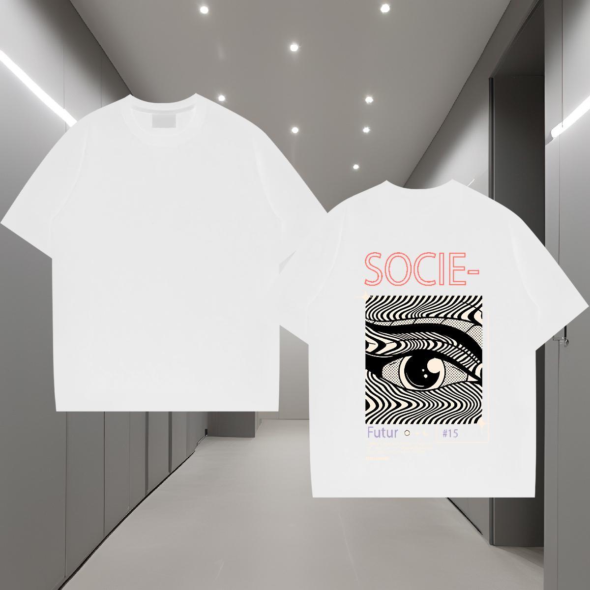 Popular Men T Shirts 100% Cotton 230g eyes Hip Hop Custom Print Oversized O Neck Short Sleeves Men Tshirts 2024 New Tees