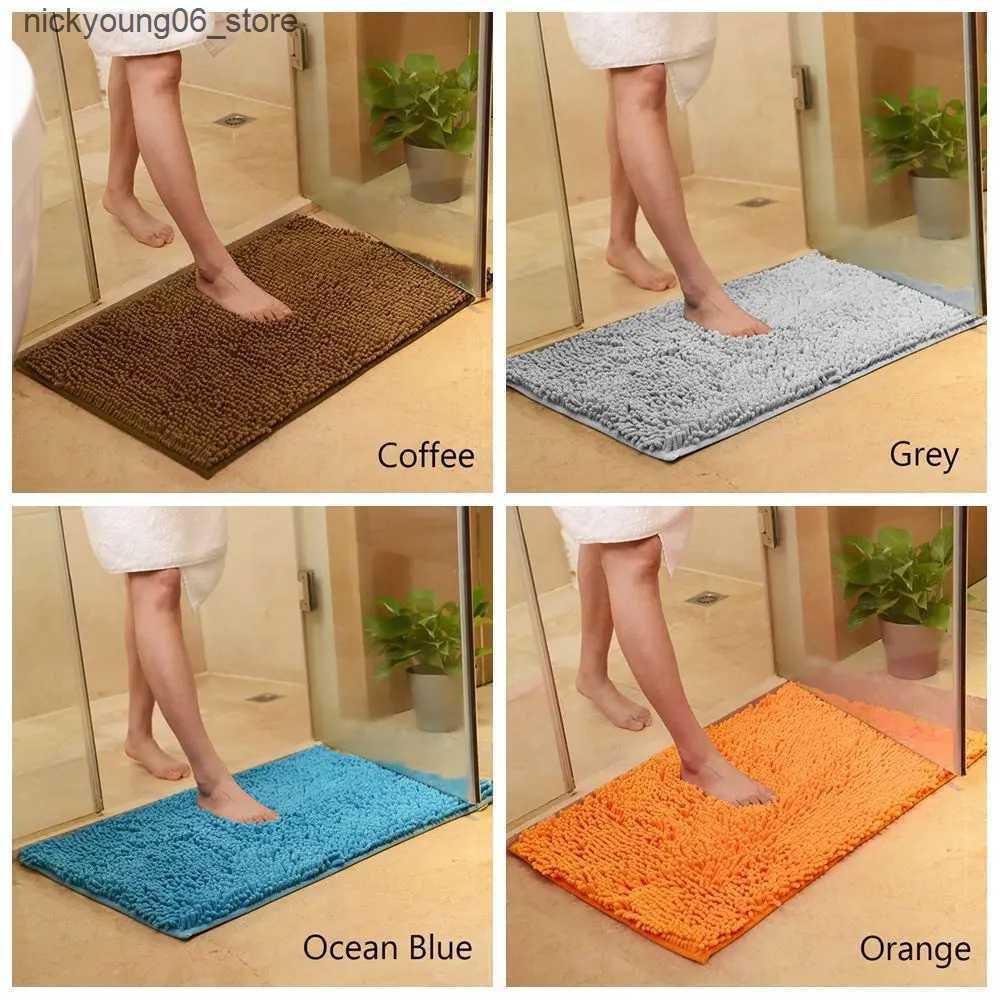 Non-Slip Bath Mats 40*60cm Super Absorbent Colorful Toilet Kitchen Bathtub Floor Anti Slip Doormat Bathroom Carpet Chenille Bath Mat L240910