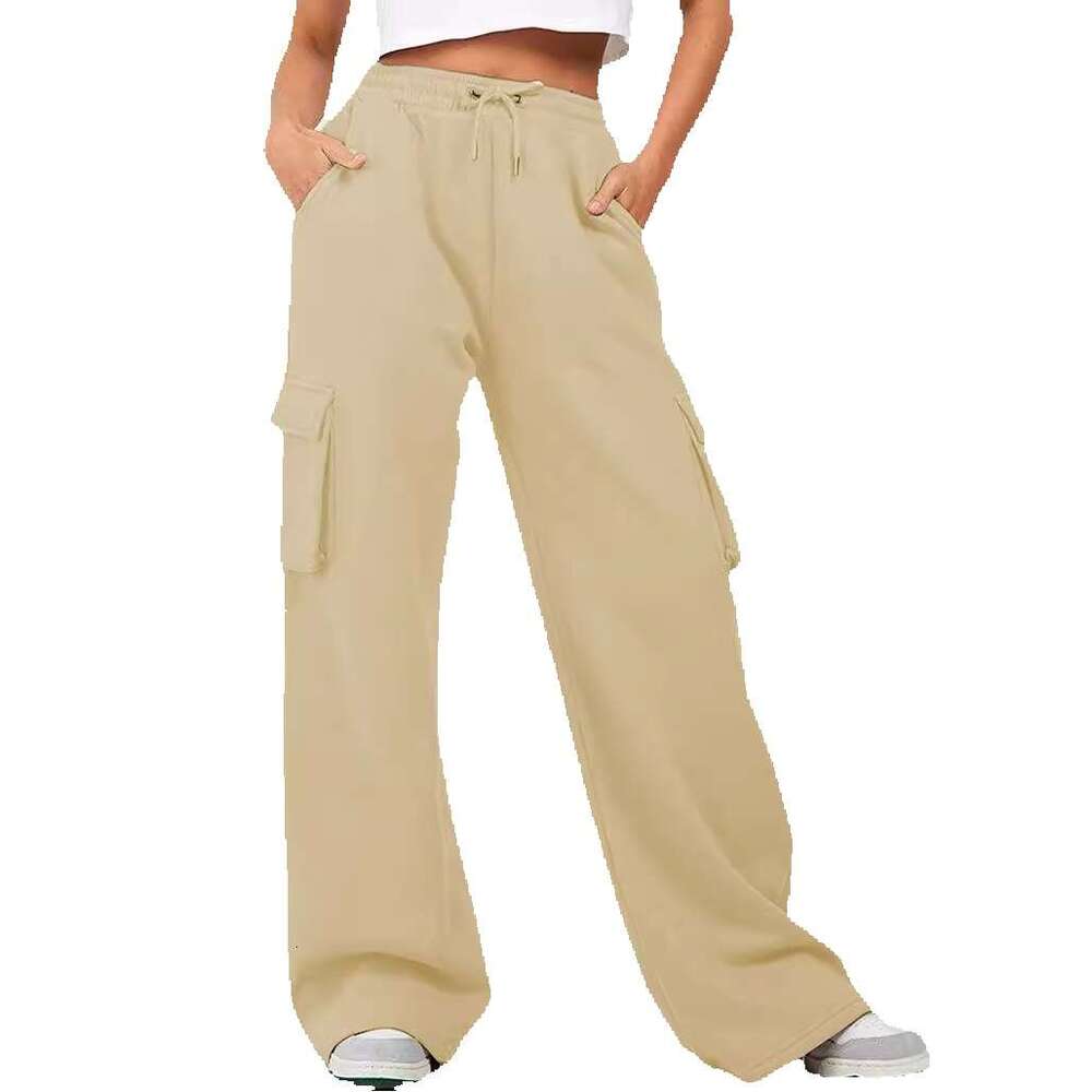 2024 Autumn/winter New Tiktok Solid Color Versatile Drawstring Sports Casual Pants Fulllace Pants Women Designer Leggings New Arrival Solid Color Loos